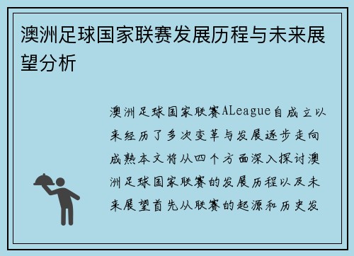 澳洲足球国家联赛发展历程与未来展望分析
